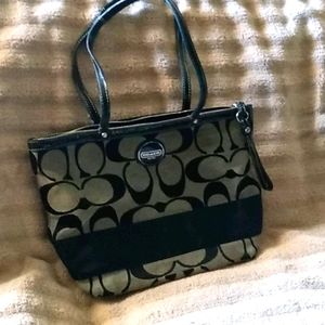Coach Black & Tan Logo Purse